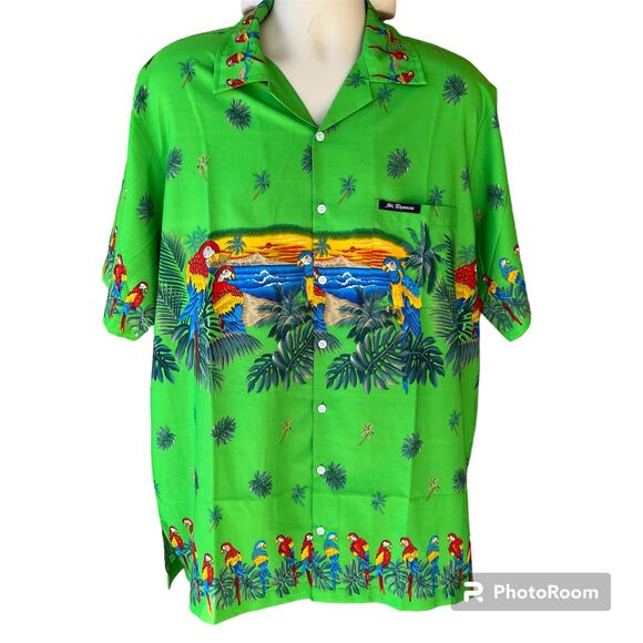 Nelson Wear St Thomas Tropical Hawaiian Button Shirt Parrots Palms Birds Men 2XL - Picture 1 of 9
